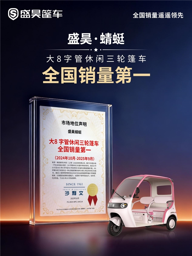 <b>沙利文数据确认：盛昊蜻蜓荣获特定品类销量冠军</b>